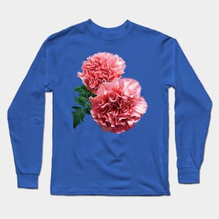 Carnations - Two Pink Carnations and Fern Long Sleeve T-Shirt